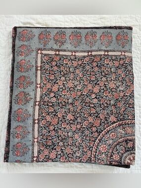Pottery Barn Thaila Paisley Duvet Cover Linen Blend Full Queen Brown Blue Red